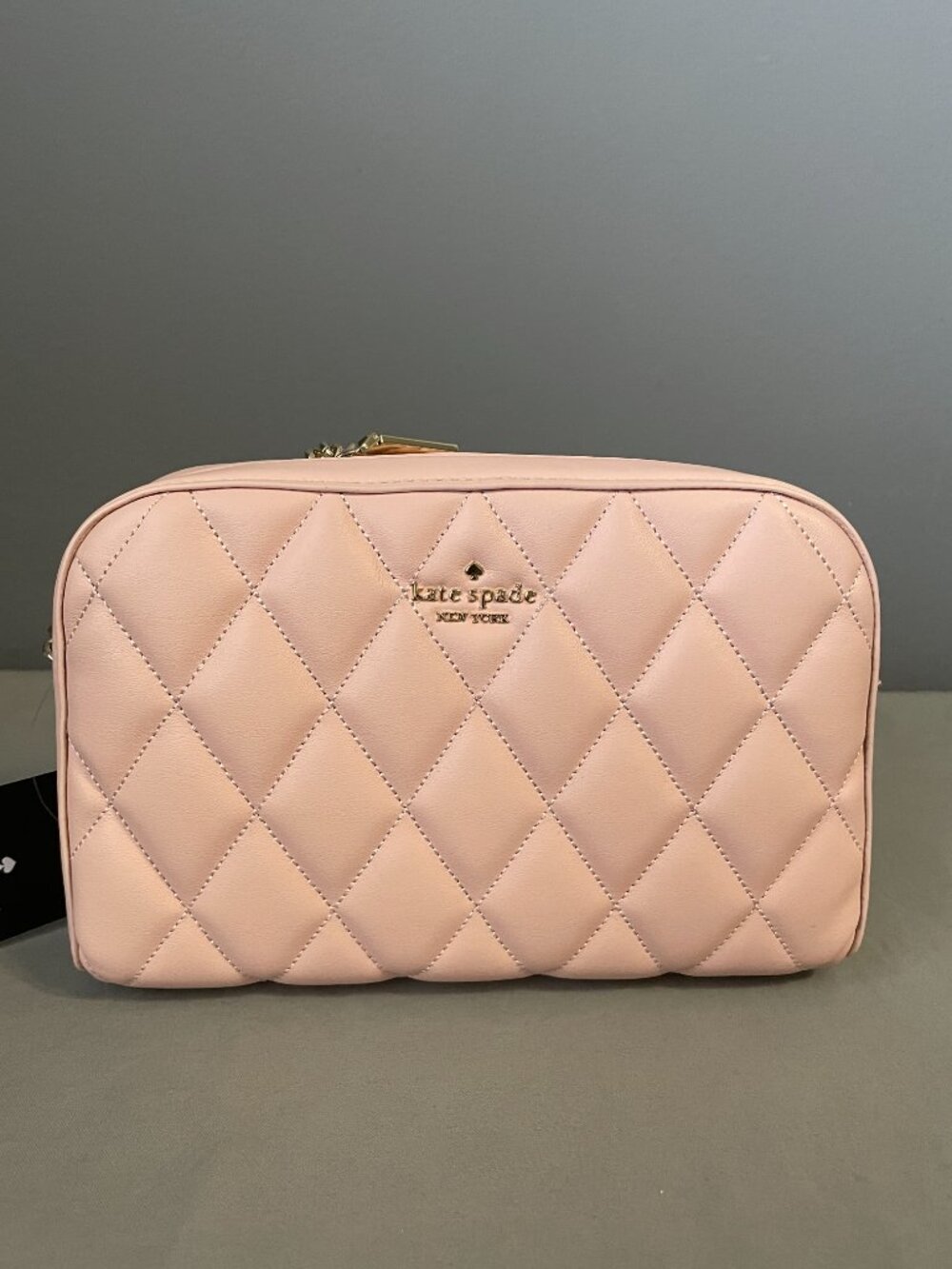 Kate Spade Pink Quilted Leather Mini Crossbody Bag Spade Logo KA592 NWT